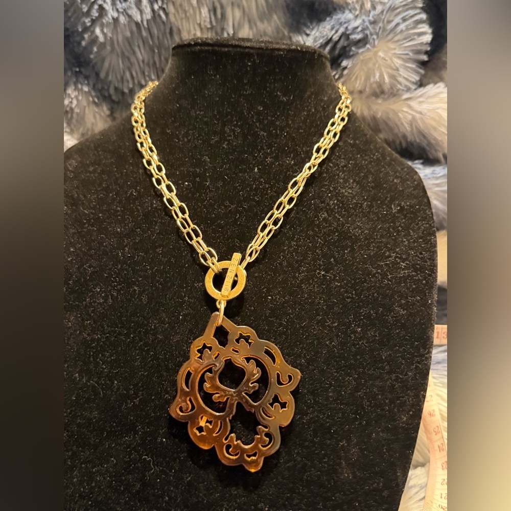 Zenzil Gold and Brown Baroque Pendant Necklace